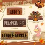 4 Pcs Fall Decorations for Home Thanksgiving Tiered Tray Decor Fall Table Decor Thanksgiving Centerpiece Rustic Wooden Turkey Block Sign for Autumn Harvest Party Table Kitchen Shelf - Image 4