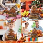 4 Pcs Fall Decorations for Home Thanksgiving Tiered Tray Decor Fall Table Decor Thanksgiving Centerpiece Rustic Wooden Turkey Block Sign for Autumn Harvest Party Table Kitchen Shelf - Image 5