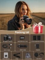 8K Digital Camera, 88MP Cameras for Photography with WiFi & Touch Screen, 16X Zoom Vlogging Camera for YouTube Video, Autofocus & Anti-Shake, Dual Camera, 2 Batteries, 64GB Card, Flash, Lens Hood - Image 3