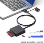 Memory Card Reader, BENFEI 4in1 USB 3.0 and USB-C to SD Micro SD MS CF Card Reader Adapter, 4 Cards Simultaneously Read and Write, Compatible with iPhone 15 Series, MacBook Pro/Air 2023, and More - Image 3