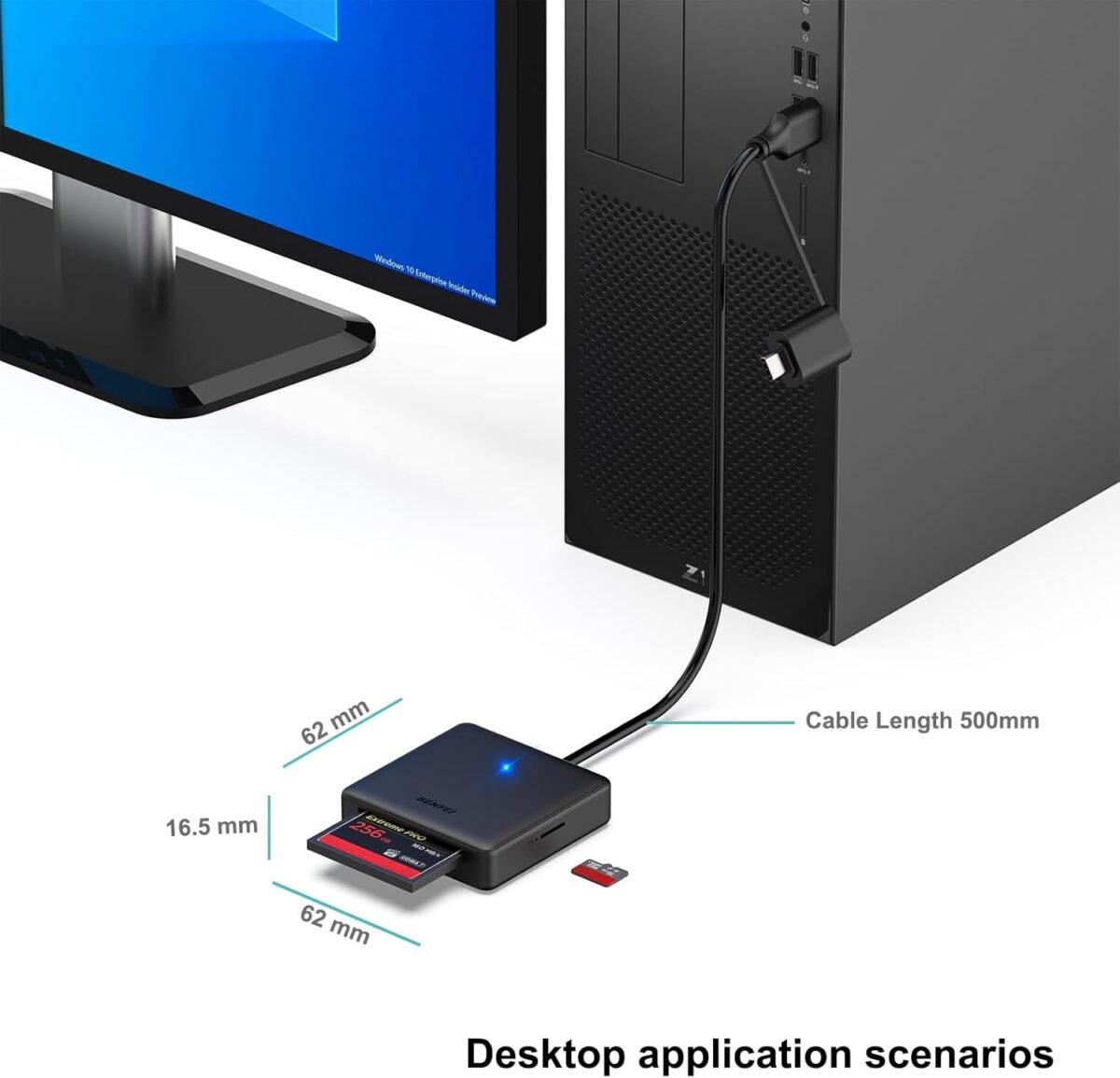 Memory Card Reader, BENFEI 4in1 USB 3.0 and USB-C to SD Micro SD MS CF Card Reader Adapter, 4 Cards Simultaneously Read and Write, Compatible with iPhone 15 Series, MacBook Pro/Air 2023, and More - Image 5
