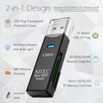 USB3.0 Micro SD Card Reader, 5Gbps 2-in-1 SD Card Reader to USB Adapter, Wansurs Memory Card Reader for SDXC, SDHC, MMC, RS-MMC, Micro SDXC, Micro SD, Micro SDHC and UHS-I Cards (1Pack Black) - Image 3