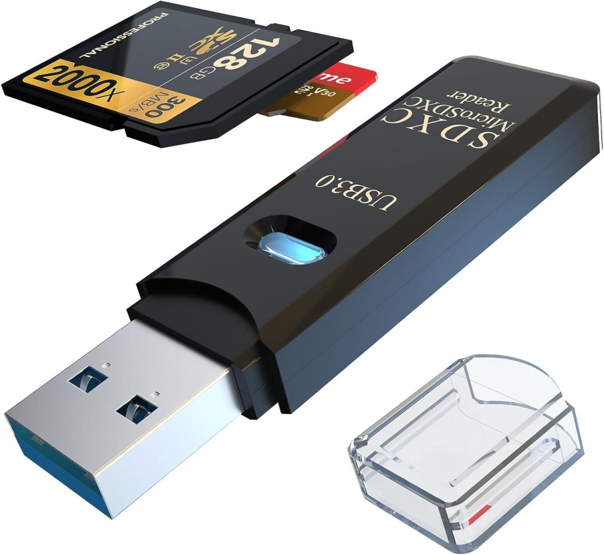 USB3.0 Micro SD Card Reader, 5Gbps 2-in-1 SD Card Reader to USB Adapter, Wansurs Memory Card Reader for SDXC, SDHC, MMC, RS-MMC, Micro SDXC, Micro SD, Micro SDHC and UHS-I Cards (1Pack Black) - Image 8
