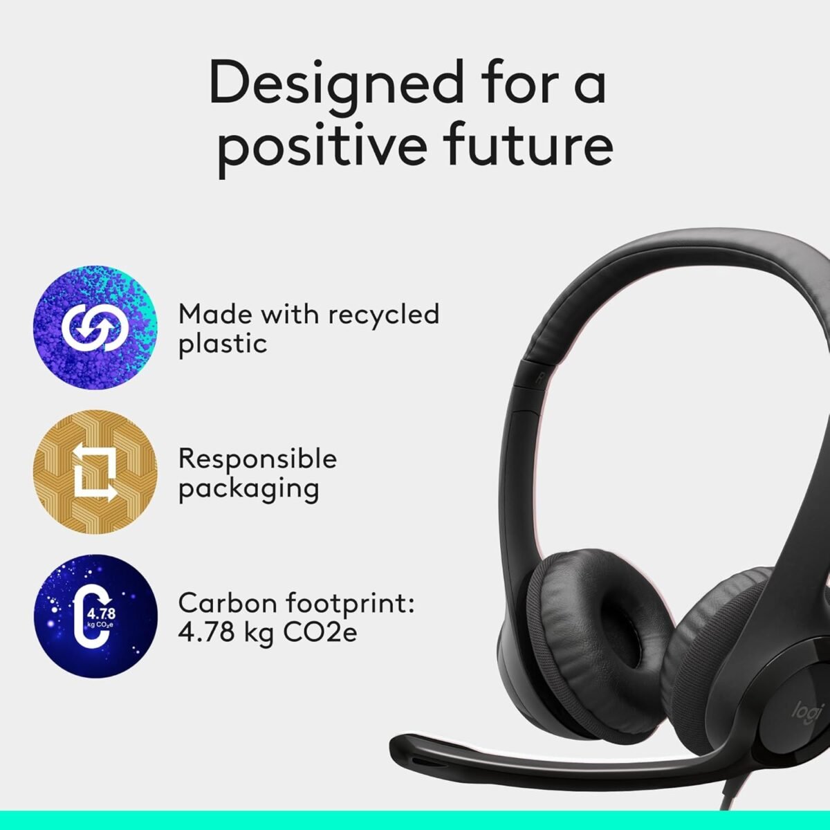 Logitech H390 Gaming Headphones, Wired Headphones with Mic, USB Headset with Microphone for PC, Noise Cancelling Microphone for Video Meetings, Music, Gaming - Black - Image 3