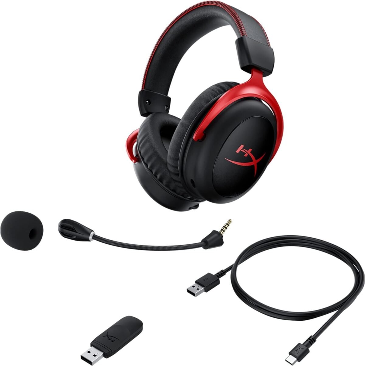 HyperX Cloud II Wireless - Gaming Headset for PC, PS5, PS4, Long Lasting Battery Up to 30 Hours, DTS Headphone:X Spatial Audio, Memory Foam, Detachable Noise Cancelling Microphone with Mic Monitoring - Image 4