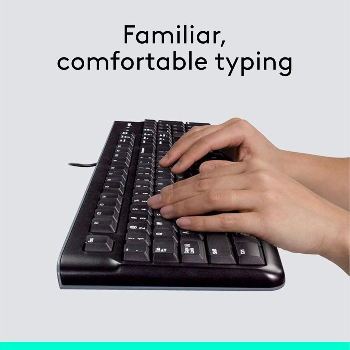 Logitech MK120 Wired Keyboard and Mouse Combo for Windows, Optical Wired Mouse, Full-Size, USB, Compatible with PC, Laptop - Black - Image 3