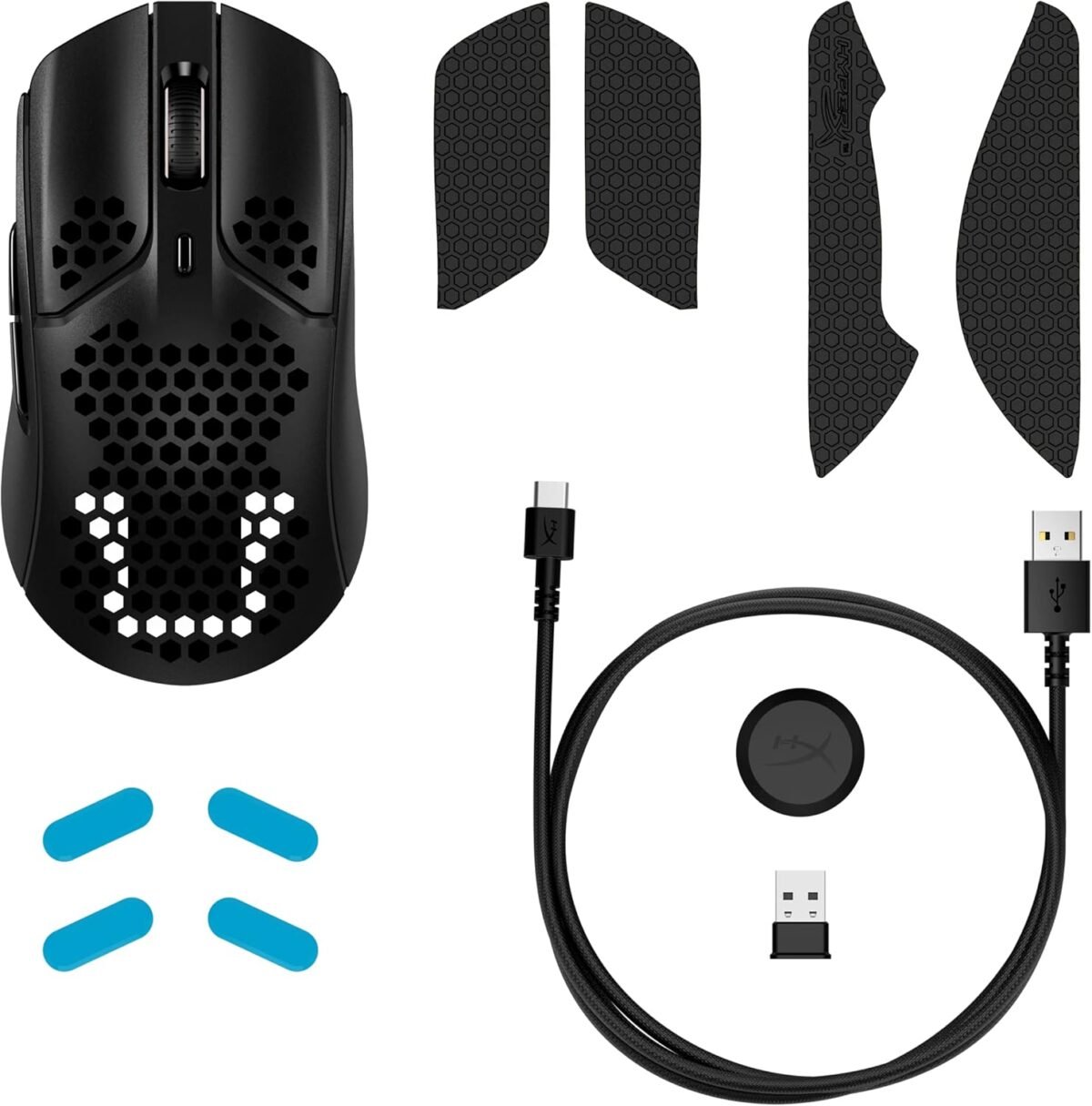 HyperX Pulsefire Haste – Wireless Gaming Mouse – Ultra Lightweight, 61g, 100 Hour Battery Life, 2.4Ghz Wireless, Honeycomb Shell, Hex Design, Up to 16000 DPI, 6 Programmable Buttons – Black, 4P5D7AA - Image 5