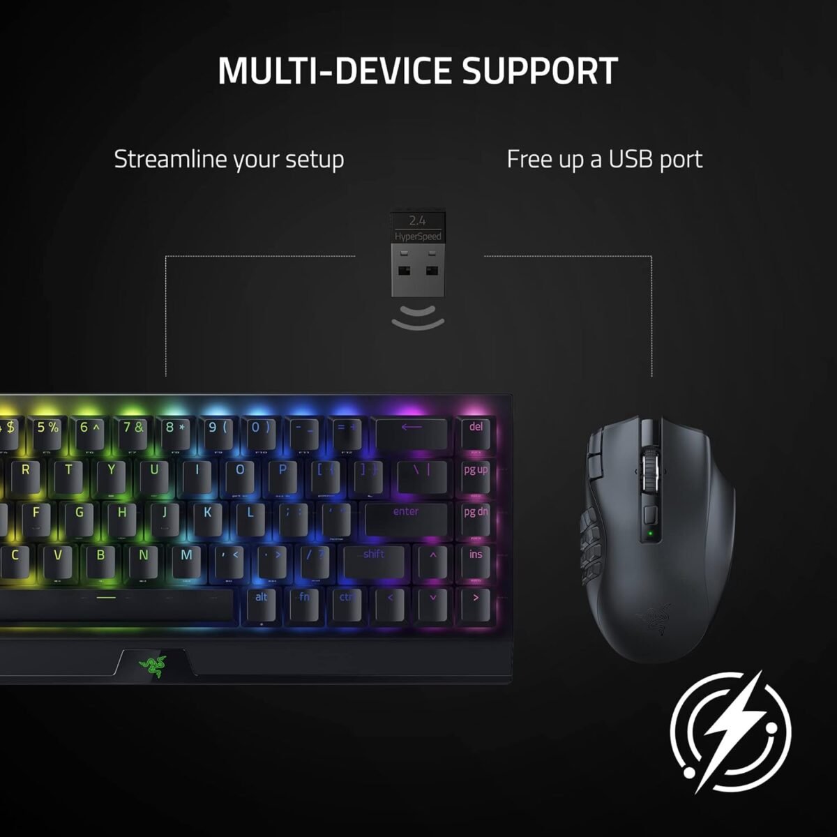 Razer Naga V2 HyperSpeed Wireless MMO Gaming Mouse: 19 Programmable Buttons - HyperScroll Technology - Focus Pro 30K Optical Sensor - Mechanical Mouse Switches Gen-2 - Up to 400 Hr Battery Life - Image 5