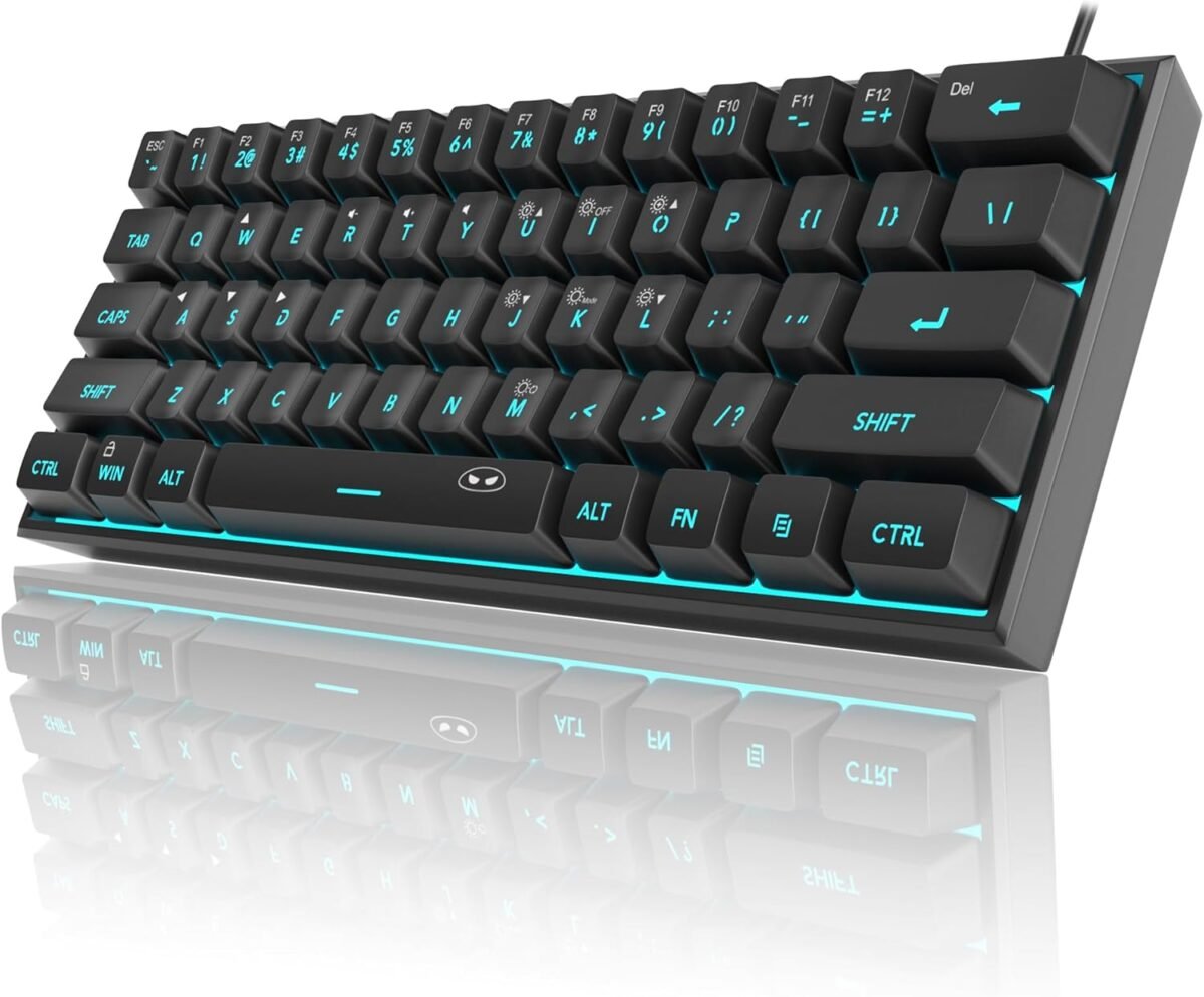 MageGee Mini 60% Gaming Keyboard, RGB Backlit 61 Key Ultra-Compact Keyboard, TS91 Ergonomic Waterproof Mechanical Feeling Office Computer Keyboards for PC, MAC, PS4, Xbox ONE Gamer(Black) - Image 9