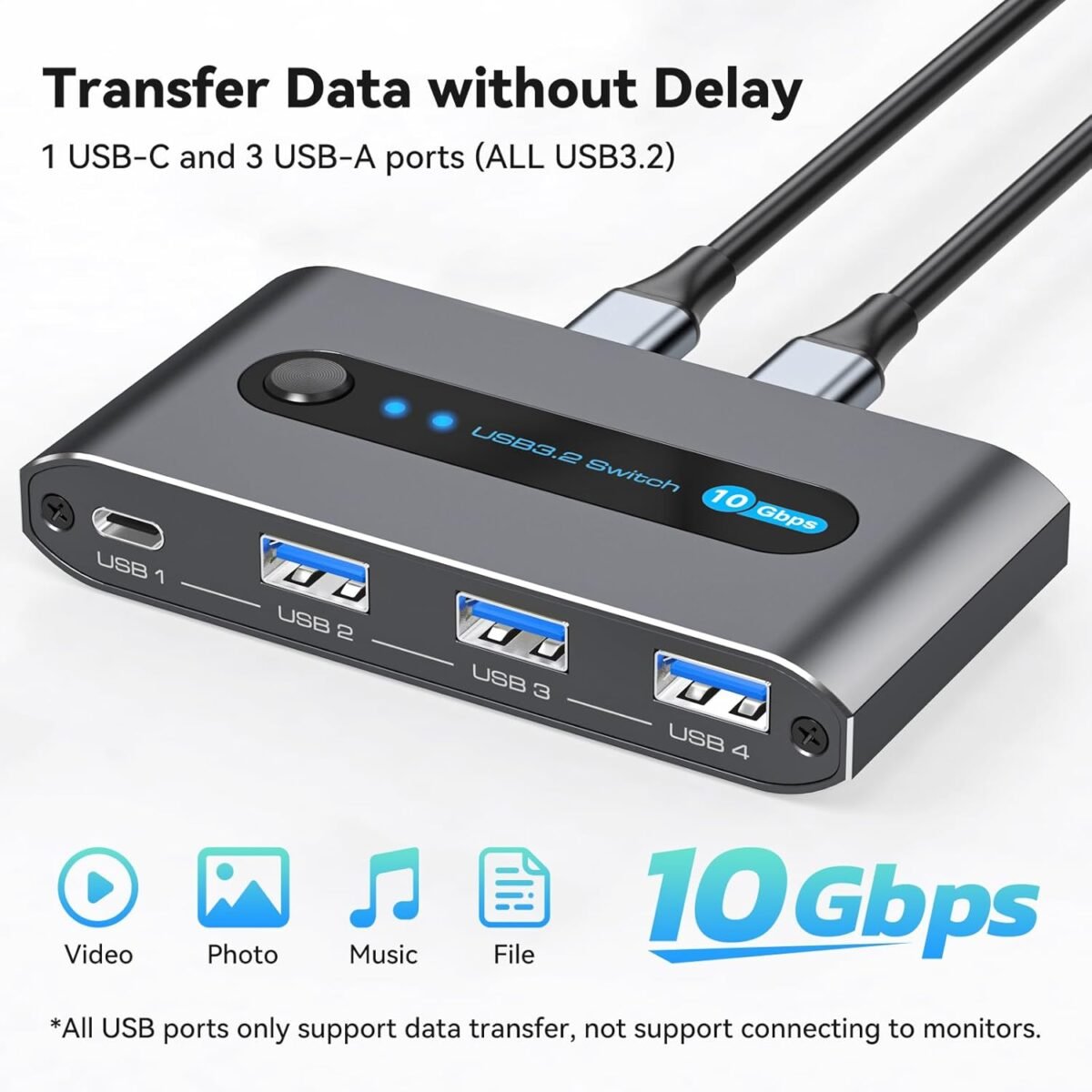 10Gbps USB 3.2 Switch 2 Computers Share USB A/C Ports Supports USB C Input for Mouse Keyboard Printer with Desktop Controller - Image 4