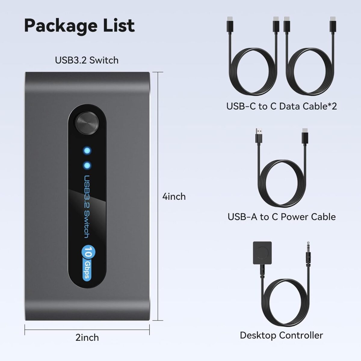 10Gbps USB 3.2 Switch 2 Computers Share USB A/C Ports Supports USB C Input for Mouse Keyboard Printer with Desktop Controller - Image 6