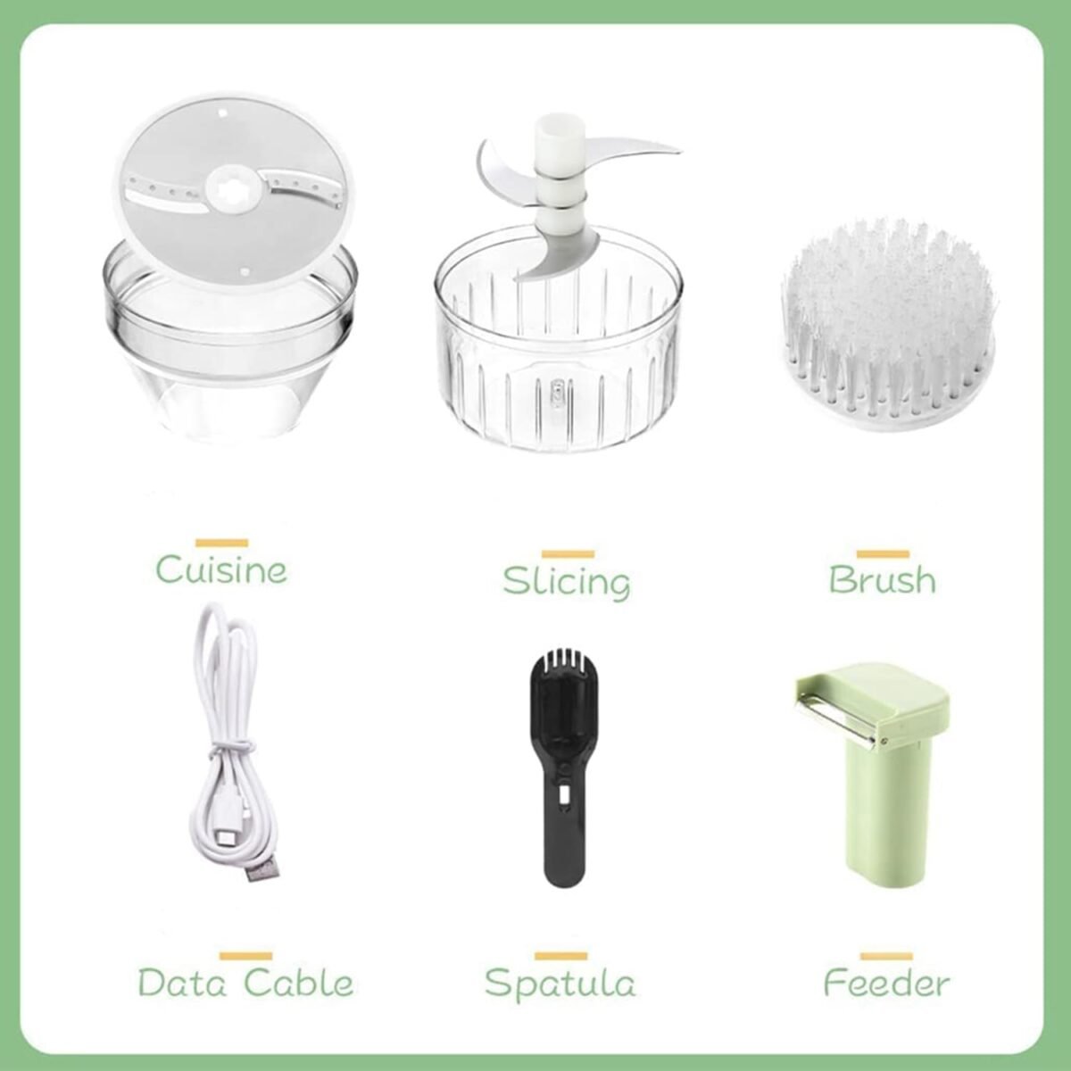 5 in 1 Electric Vegetable Chopper, Mini Handheld Vegetable Chopper Set, Smart Kitchen Appliances, Electric Vegetable Cutter with Egg Beater and Clean Brush - Image 7