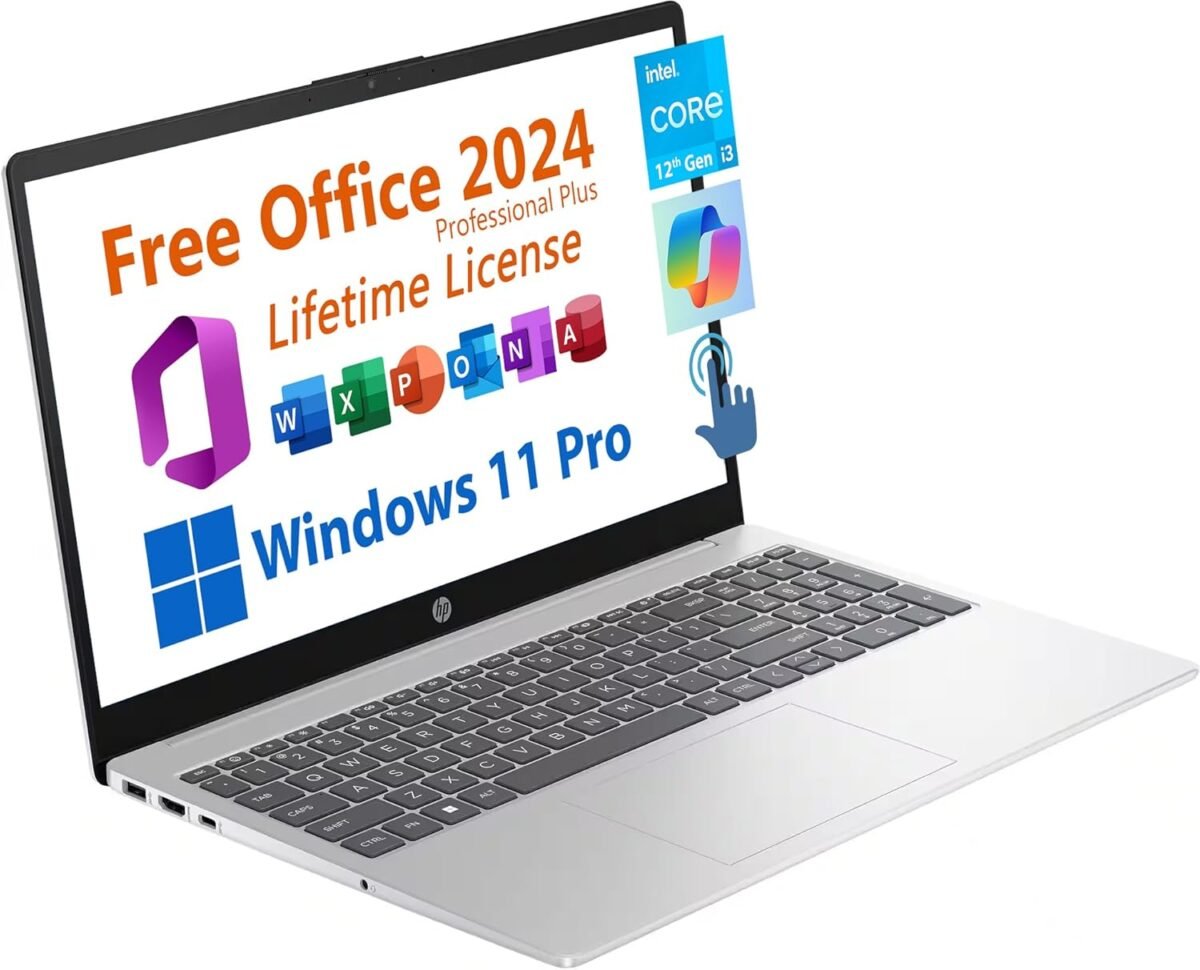 HP 15.6" Business Laptop, Free Microsoft Office 2024 Lifetime License, Copilot AI Chat, HD Touchscreen Display, Intel 6-Core i3-1215U 4.4 GHz, 16GB RAM, 1TB SSD, Long Battery Life, Windows 11 Pro - Image 3