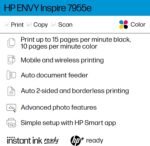HP ENVY Inspire 7955e Wireless Color Inkjet Printer, Print, scan, copy, Easy setup, Mobile printing, Best-for home, 3 month Instant Ink trial included, White - Image 3