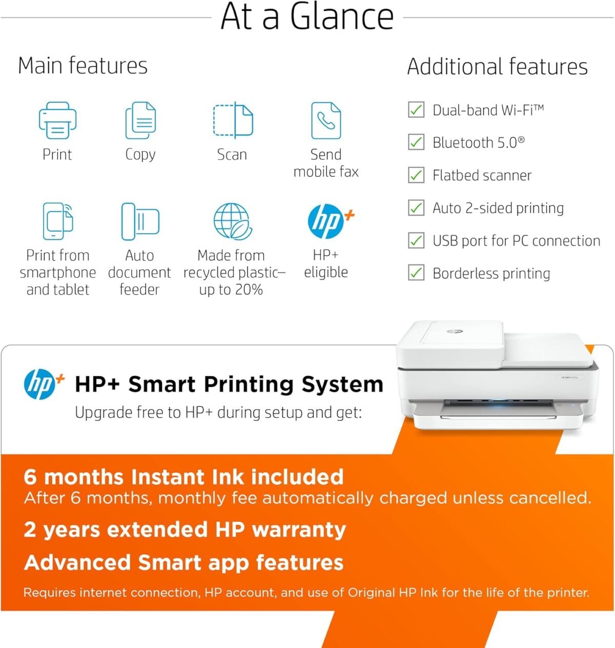 HP ENVY 6455e Wireless Color Inkjet Printer, Print, scan, copy, Easy setup, Mobile printing, Best-for-home, 3 month Instant Ink trial included, white - Image 4
