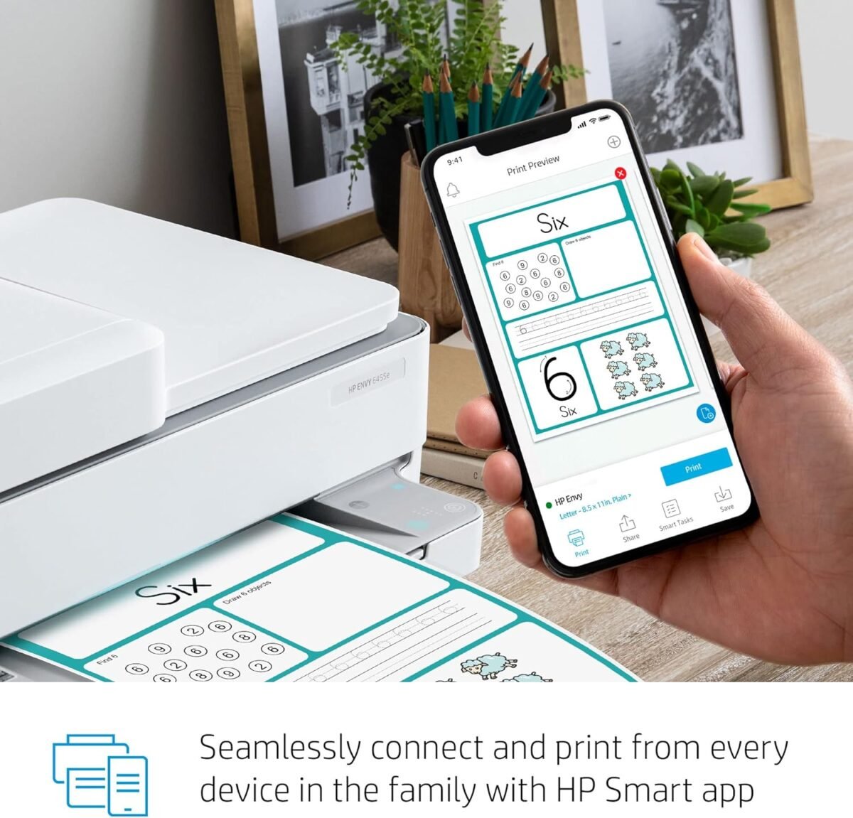 HP ENVY 6455e Wireless Color Inkjet Printer, Print, scan, copy, Easy setup, Mobile printing, Best-for-home, 3 month Instant Ink trial included, white - Image 8