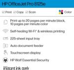 HP OfficeJet Pro 8125e Wireless All-in-One Color Inkjet Printer, Print, scan, Copy, ADF, Duplex Printing, Home & Office, 3 Months of Instant Ink Included (405T6A) - Image 3