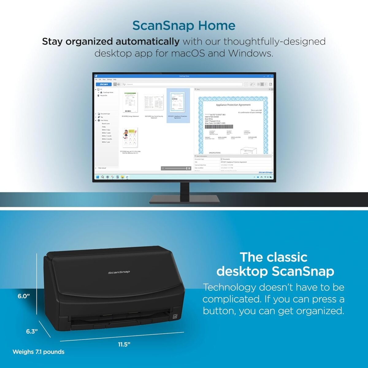 ScanSnap iX1400 High-Speed Simple One-Touch Button Color Document, Photo & Receipt Scanner with Auto Document Feeder for Mac or PC, Black - Image 5