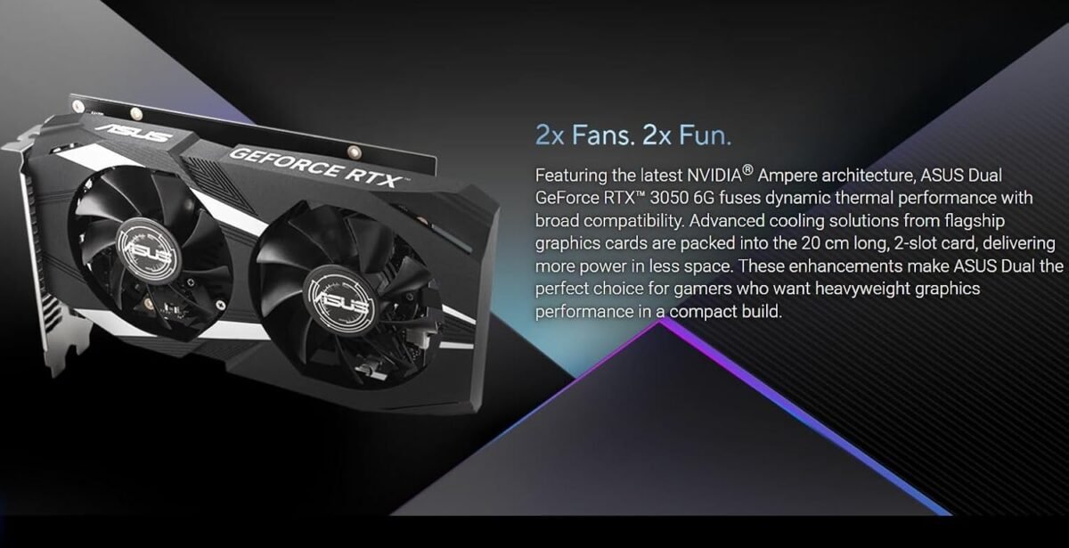 ASUS Dual NVIDIA GeForce RTX 3050 6GB OC Edition Gaming Graphics Card - PCIe 4.0, 6GB GDDR6 Memory, HDMI 2.1, DisplayPort 1.4a, 2-Slot Design, Axial-tech Fan Design, 0dB Technology, Steel Bracket - Image 16