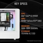 Thermaltake LCGS Quartz i1460 Gaming Desktop (Intel Core™ i5-14400F, ToughRam DDR4 3600Mhz 16GB RGB Memory, NVIDIA GeForce® RTX 5060, 1TB NVMe M.2, WiFi, Windows 11) S2QT-B760-560-LCS - Image 3
