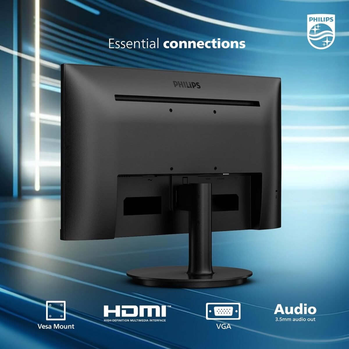 Philips 22 inch Class Thin Full HD (1920 x 1080) Monitor, 100Hz Refresh Rate, VESA, HDMI x1, VGA x1, LowBlue Mode, Adaptive Sync, 4 Year Advance Replacement Warranty, 221V8LB - Image 3