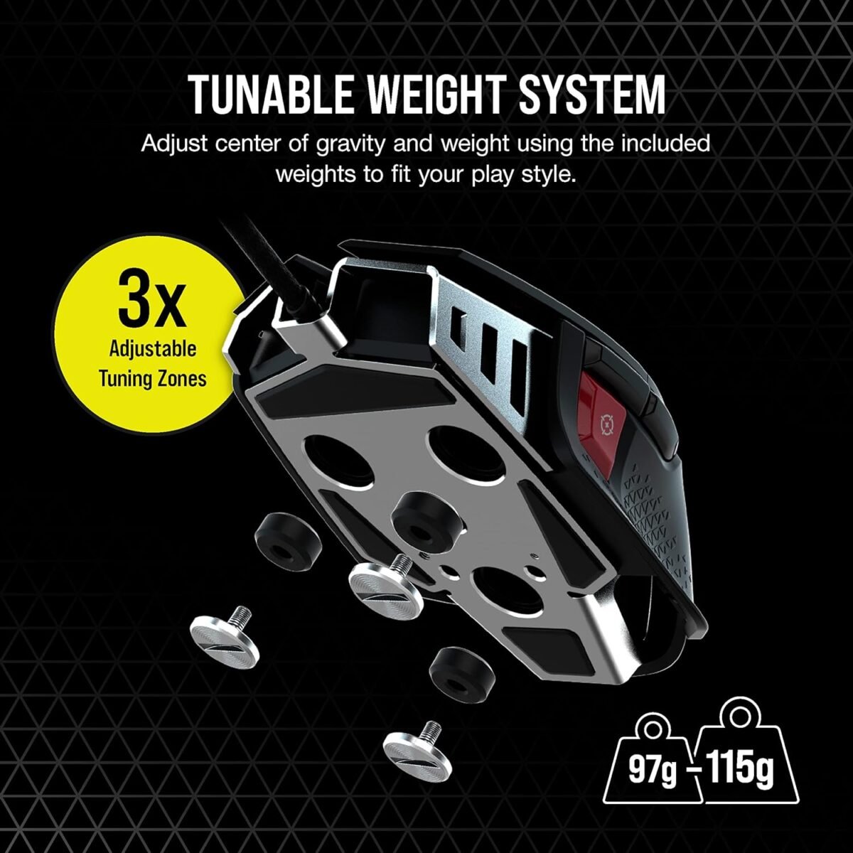 Corsair M65 RGB Ultra Tunable FPS Gaming Mouse Marksman 26,000 DPI Optical Sensor, Optical Switches, AXON Hyper-Processing Technology, Sensor Fusion Control, Tunable Weight System - Black - Image 6