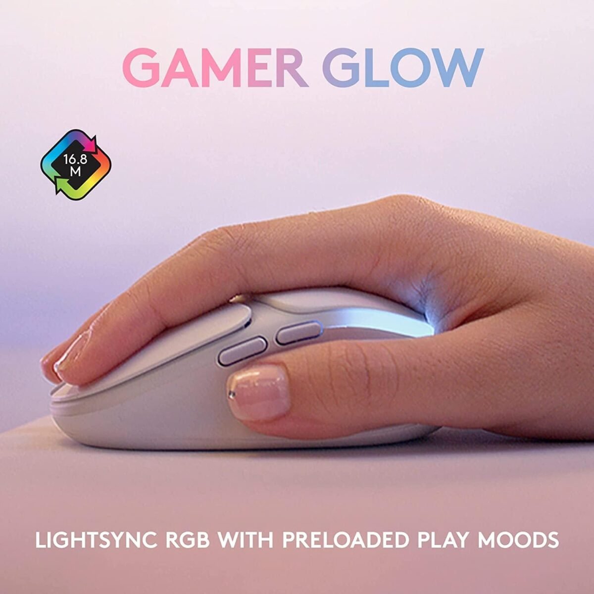 Logitech G705 Wireless Gaming Mouse, Customizable LIGHTSYNC RGB Lighting, Lightspeed Wireless, Bluetooth Connectivity, Lightweight, PC/Mac/Laptop - White Mist - Image 5