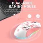 DAREU Sakura Pink Wireless Gaming Mouse with Charging Dock Rechargeable RGB,12K DPI,7 Programmable Buttons High-Precision Sensor [300IPS] [1000Hz] for PC Notebook Mac - Image 4