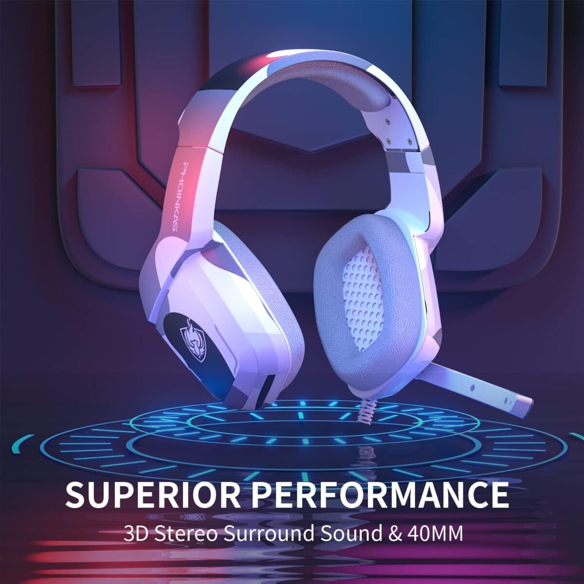 PHOINIKAS Gaming Headset for PS4, Xbox One, PC, Laptop, Mac, Nintendo Switch, 3.5MM PS4 Stereo Headset Over Ear Headphones with Noise-Cancelling Mic, Bass Surround - Camo - Image 8