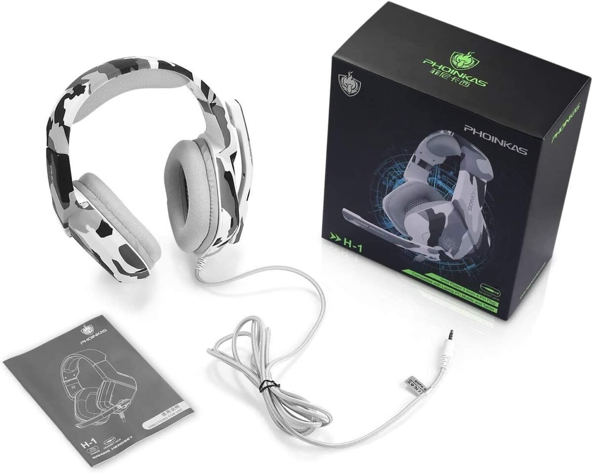 PHOINIKAS Gaming Headset for PS4, Xbox One, PC, Laptop, Mac, Nintendo Switch, 3.5MM PS4 Stereo Headset Over Ear Headphones with Noise-Cancelling Mic, Bass Surround - Camo - Image 9