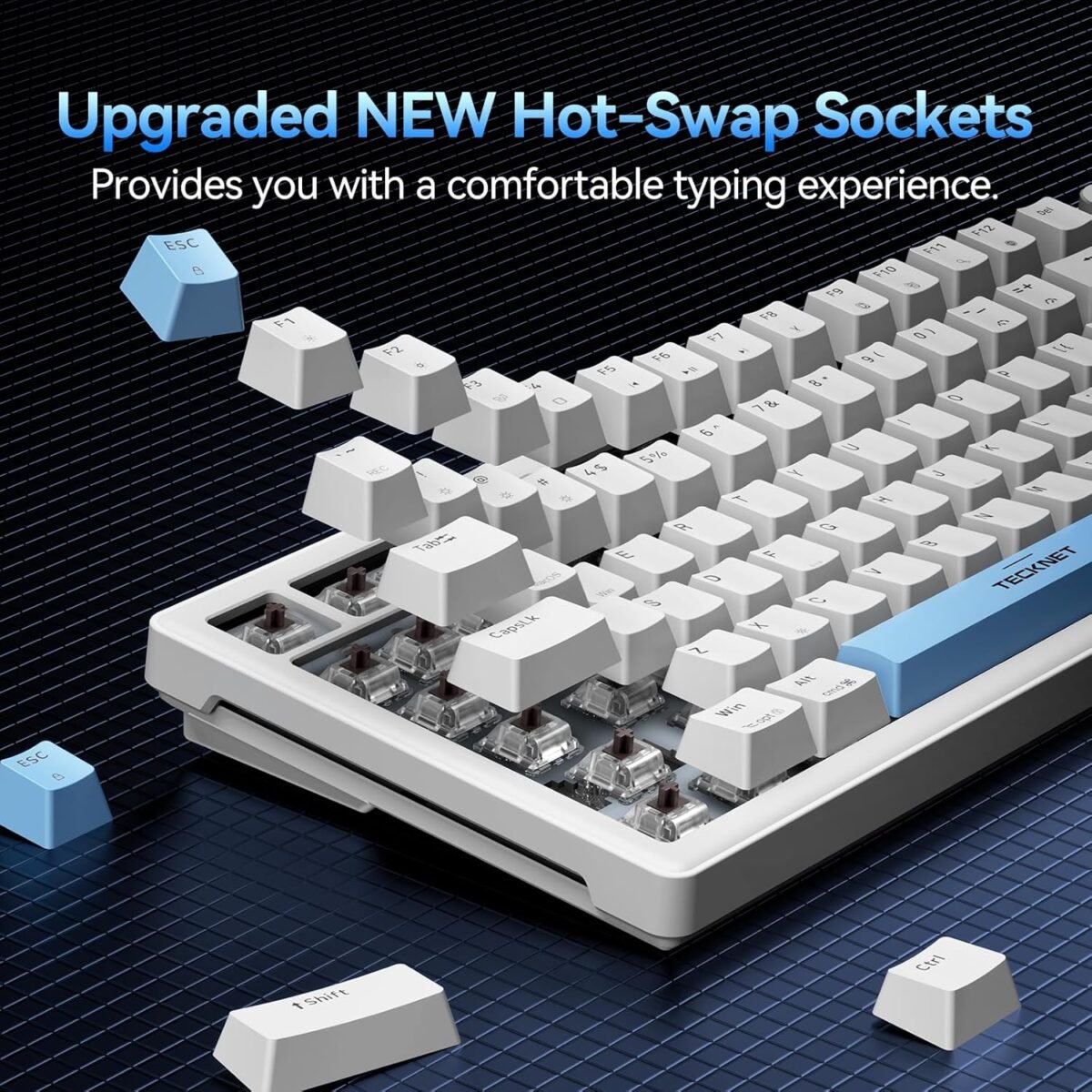 TECKNET Wired Gaming Keyboard, RGB Backlit Keyboards with Gasket Structure, USB C Mechanical Keyboard has 20 Lighting Effects & Multimedia Control Knob, Computer Keyboards for PC Laptop Mac Gamer - Image 7