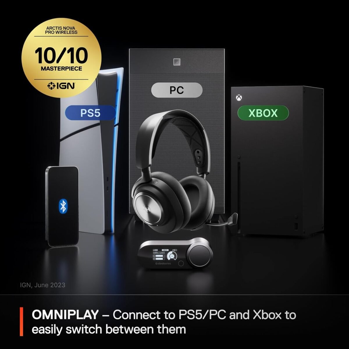 SteelSeries Arctis Nova Pro Wireless Xbox Multi-System Gaming Headset - Premium Hi-Fi Drivers - Active Noise Cancellation Infinity Power System - Stealth Mic - Xbox, PC, PS5, PS4, Switch, Mobile - Image 3