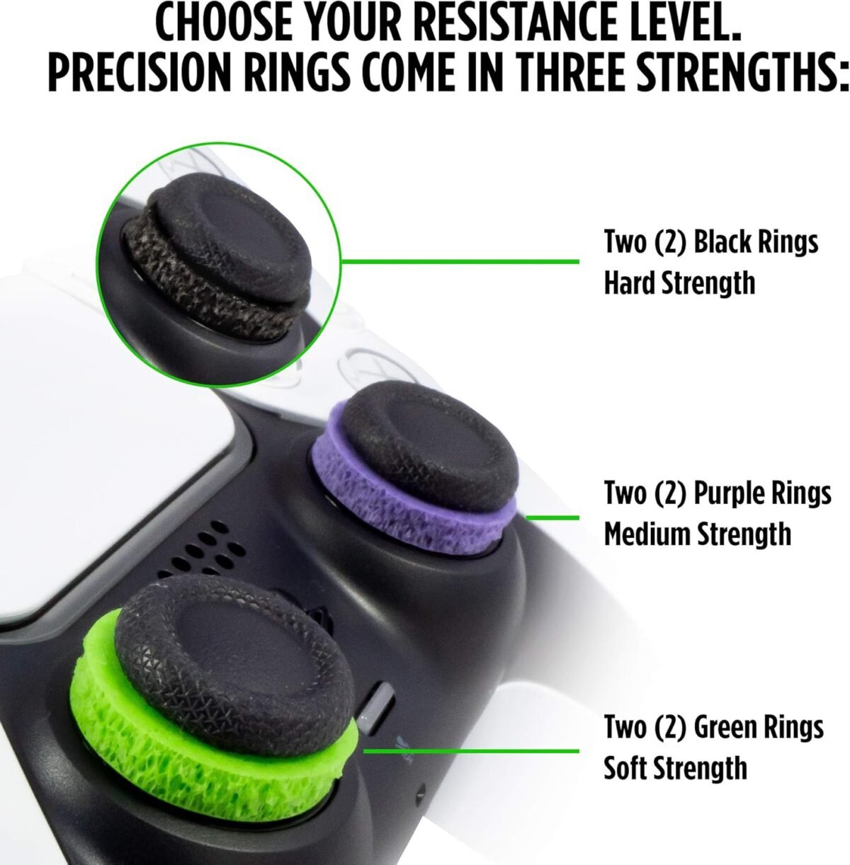 KontrolFreek Precision Rings | Aim Assist Motion Control for Playstation 4 (PS4), PS5, Xbox One, XBX, Switch Pro & Scuf Controller (Black/Purple/Green) - Image 4