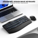 Wireless Keyboard and Mouse Combo, 2.4G Full Size Wave Keys Ergonomic Keyboard with Wrist Rest and 3-Level DPI Adjustable Wireless Ergonomic Mouse for Windows, Mac OS Desktop/Laptop/PC(Black) - Image 3