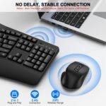 Wireless Keyboard and Mouse Combo, 2.4G Full Size Wave Keys Ergonomic Keyboard with Wrist Rest and 3-Level DPI Adjustable Wireless Ergonomic Mouse for Windows, Mac OS Desktop/Laptop/PC(Black) - Image 6