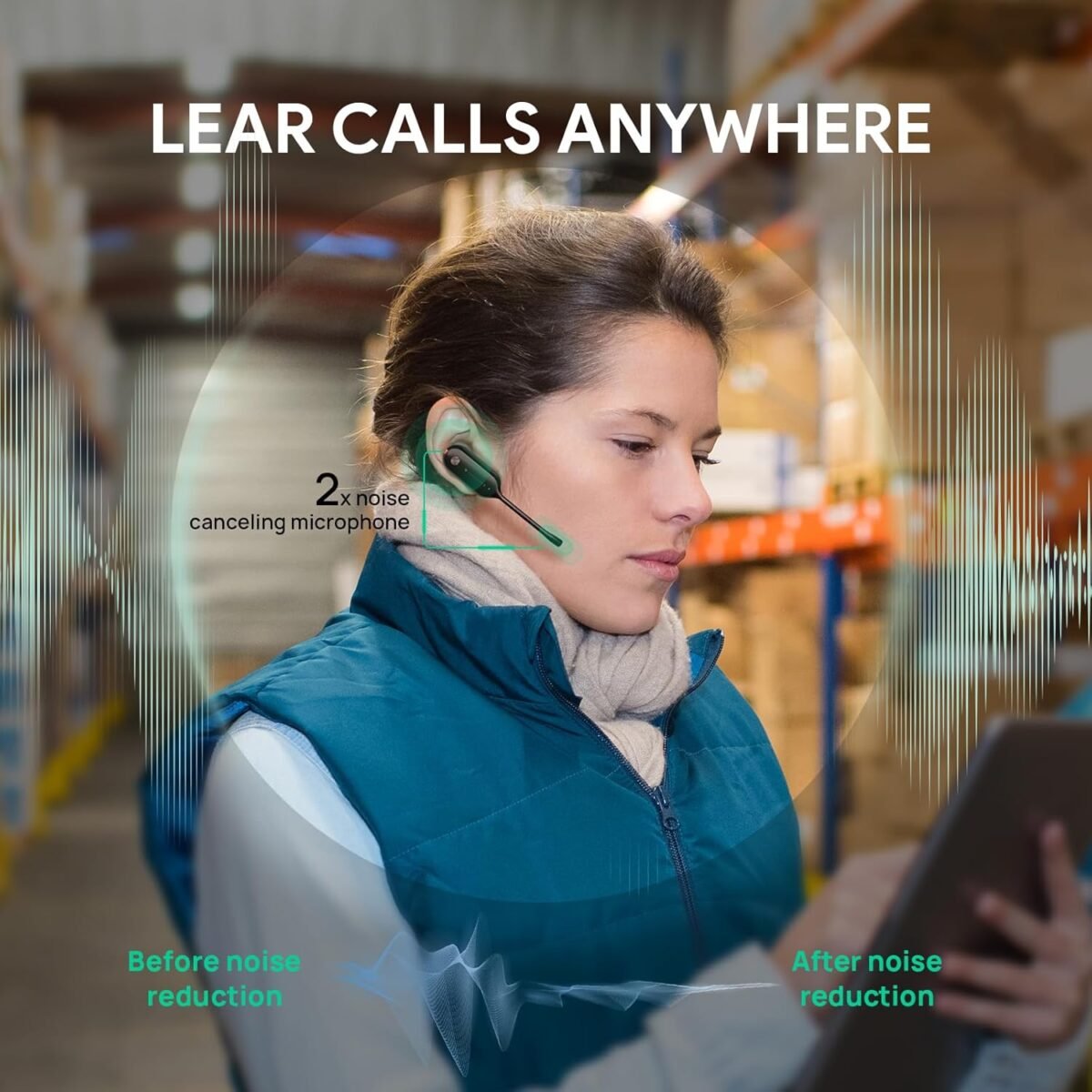 Yealink Wireless DECT Headset WH63,Teams Certified,Single Ear Office Headset for Desk Phone and Computer Softphone,Noise Cancelling Mic,Compatible Polycom Grandstream IP Phone - Image 5