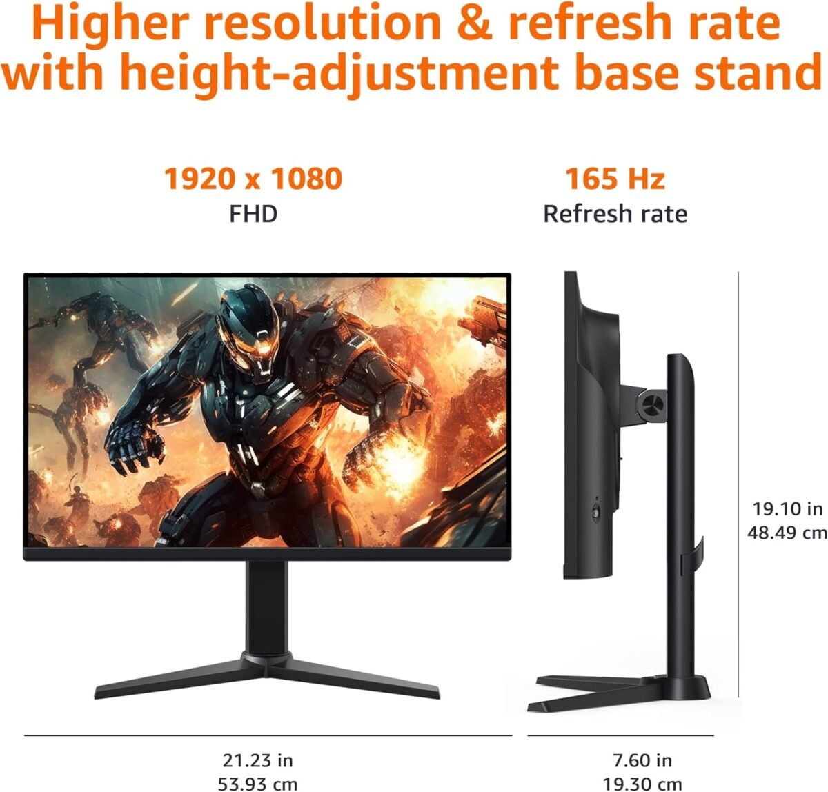Amazon Basics 24 inch Gaming Monitor, FHD 1080P, 165Hz, VESA Compatible, Adaptive sync, 1ms Response, Black - Image 6