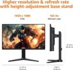 Amazon Basics 24 inch Gaming Monitor, FHD 1080P, 165Hz, VESA Compatible, Adaptive sync, 1ms Response, Black - Image 6