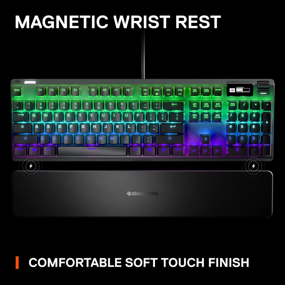 SteelSeries Apex Pro HyperMagnetic Gaming Keyboard — Adjustable Actuation — OLED Screen — RGB – USB Passthrough​ - Image 5