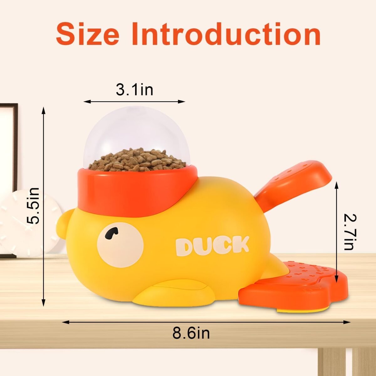 Duck Treat Dispenser - Duck Treat Interactive Dog Toys, Anti Gulping Duck Slow Feeder, Dog Treat Dispensing with Button, Mentally Stimulating Toys for Small & Medium Dogs/Cats/Pets - Image 3