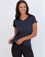 Real Essentials 5 Pack: Women's Short Sleeve V-Neck Activewear T-Shirt Dry-Fit Wicking Yoga Top (Available in Plus) - Image 3