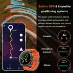 Military Smart Watches Built-in GPS, 170+ Sport Modes for Men with Flashlight, Smartwatch for Android Phones and iPhone, 1.43" AMOLED Screen Bluetooth Call Compass Altimeter (Black & Orange (2 Bands)) - Image 3