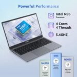 Laptop, 12GB LPDDR5 RAM 1TB SSD, 15.6 Inch Laptop Computer, Win11 Pro, N95 Quad Core Processor, Up to 3.4GHz, Preinstall Office Pro Plus 2024, WiFi 5, BT 5.0, USB-C, Fingerprint,Gray - Image 4