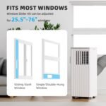 8,000 BTU Portable Air Conditioner, Portable AC Unit with Built-in Dehumidifier and Cooling Fan for Room up to 350 sq.ft., 24 Hour Timer & Remote Control & Window Mount Kit, White - Image 3