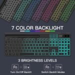 Wireless Keyboard with 7-Color RGB Backlit, Full-Size Computer Keyboard with Phone Tablet Holder, 2.4G Rechargeable Gaming Keyboard with Light Up Keys, Compatible with Mac, Windows (Black) - Image 3