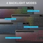 Wireless Keyboard with 7-Color RGB Backlit, Full-Size Computer Keyboard with Phone Tablet Holder, 2.4G Rechargeable Gaming Keyboard with Light Up Keys, Compatible with Mac, Windows (Black) - Image 4