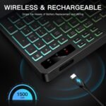 Wireless Keyboard with 7-Color RGB Backlit, Full-Size Computer Keyboard with Phone Tablet Holder, 2.4G Rechargeable Gaming Keyboard with Light Up Keys, Compatible with Mac, Windows (Black) - Image 5