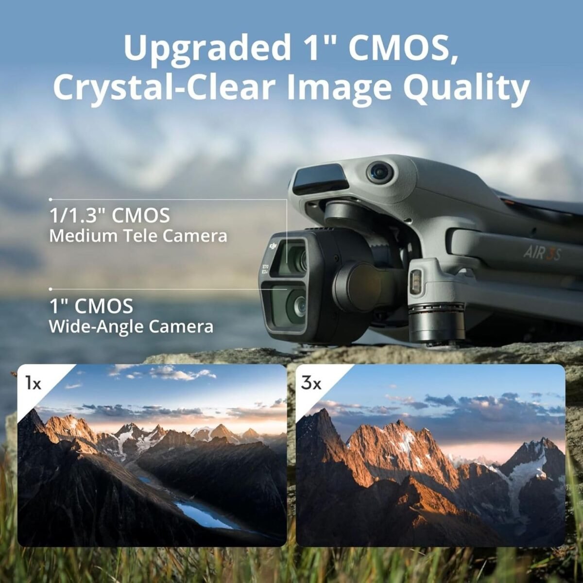 DJI Air 3S (RC-N3), Drone with Camera 4K, Dual-Camera Drone with 1" CMOS Wide-Angle Camera, 4K/60fps HDR Video & 14 Stops of Dynamic Range, 45-Min Max Flight Time, 20km Transmission Range - Image 3