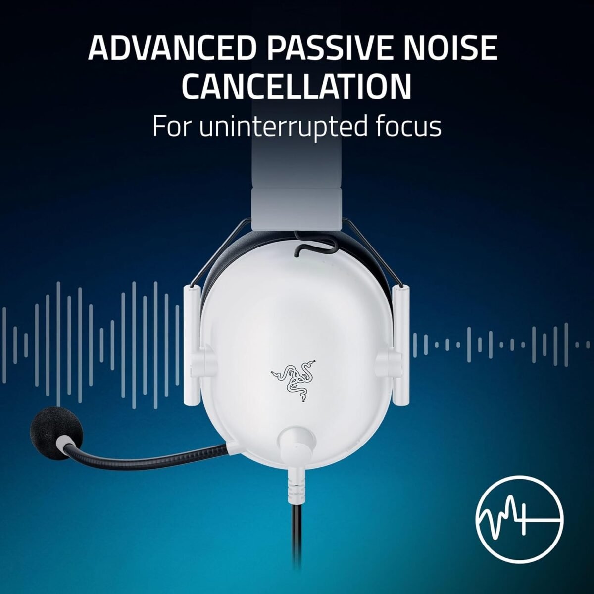 Razer BlackShark V2 X PlayStation Gaming Headset: 50mm Drivers - Cardioid Mic - Lightweight - Comfortable, Noise Isolating Earcups - for PS5, Xbox Series X, PC, Switch via 3.5 mm Audio Jack - White - Image 5