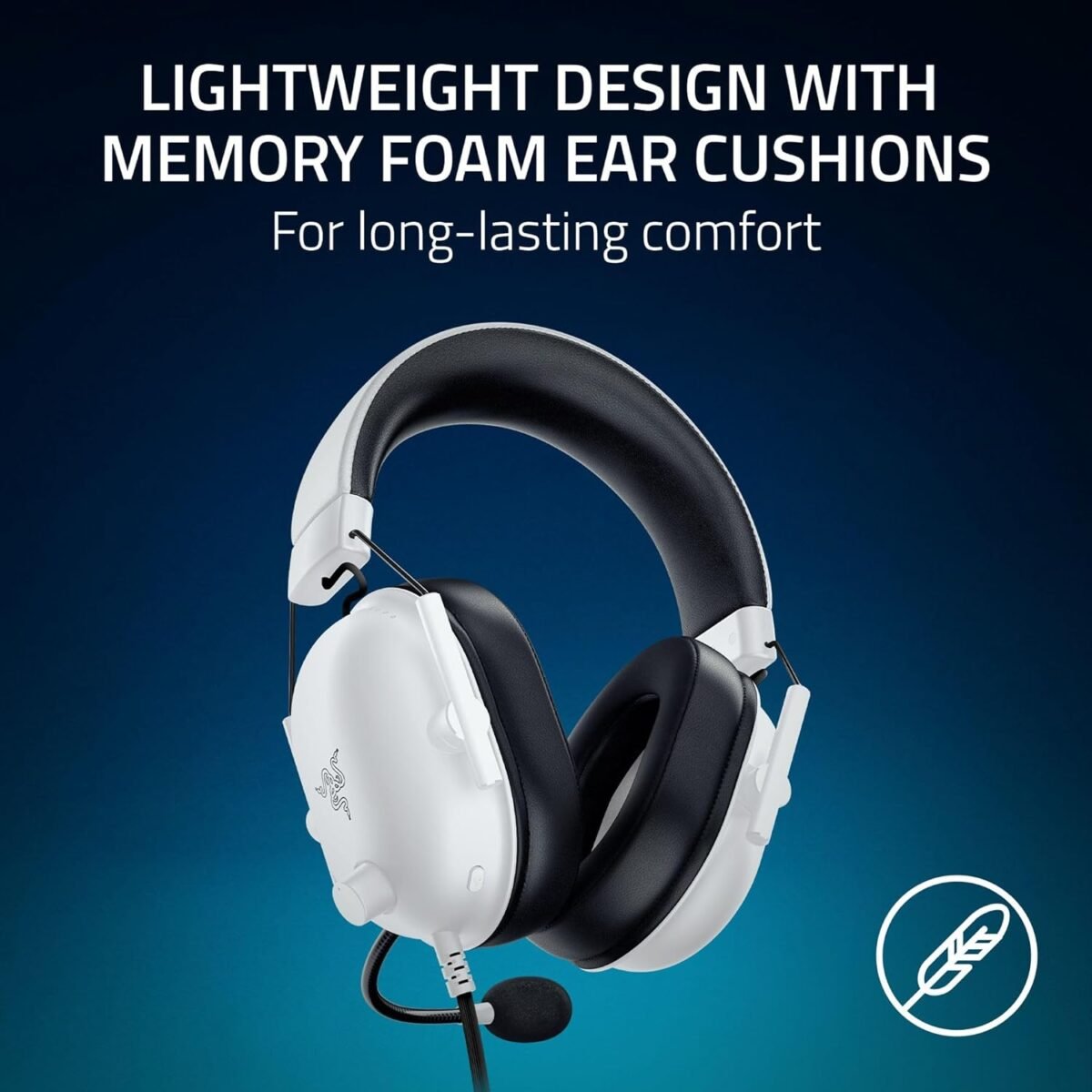 Razer BlackShark V2 X PlayStation Gaming Headset: 50mm Drivers - Cardioid Mic - Lightweight - Comfortable, Noise Isolating Earcups - for PS5, Xbox Series X, PC, Switch via 3.5 mm Audio Jack - White - Image 6